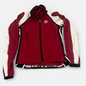 Castrelli Full Zip red biker jacket outdoor utility ladies size 12 zip sleeves